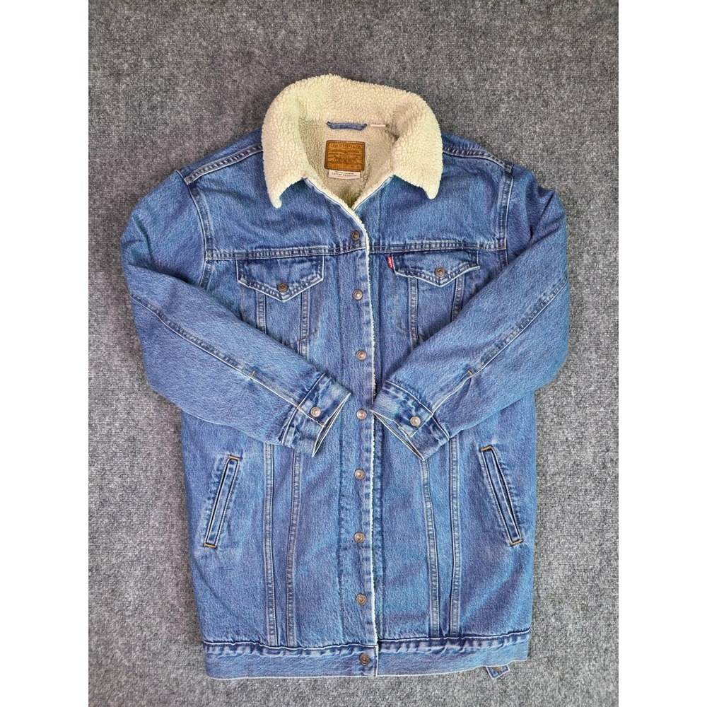 Levis Ex-Boyfriend Sherpa Trucker Denim Trucker Jacket Womens Medium Blue